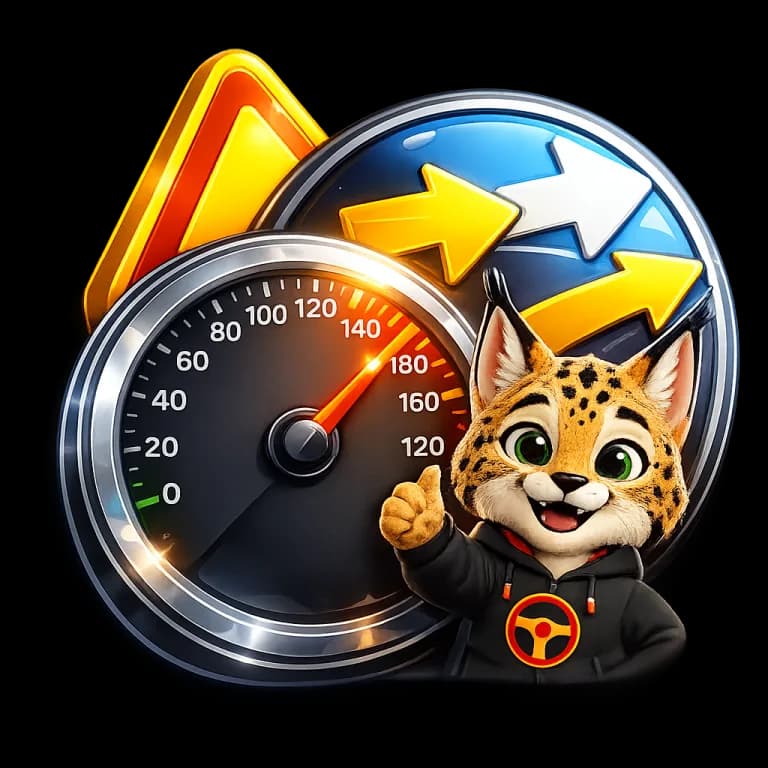 Ruta visual del temario DGT del permiso B con la mascota de SacaCarnet
