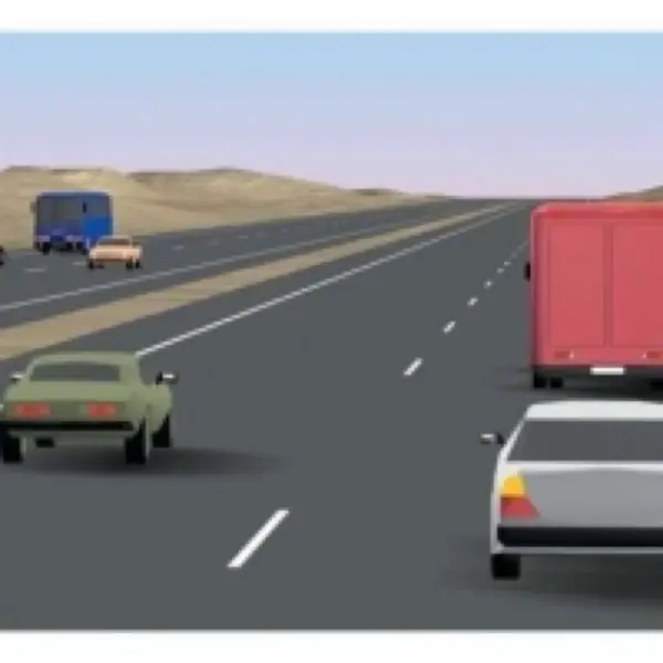Imagen de apoyo para la pregunta: El vehículo verde, cuando acabe de adelantar, ¿podrá seguir circulando por el carril izquierdo?